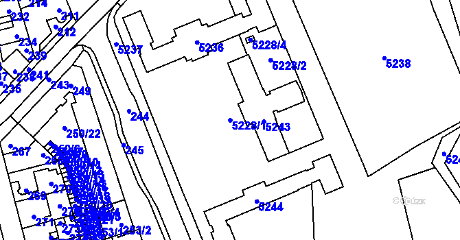 Parcela st. 5228/1 v KÚ Kladno, Katastrální mapa