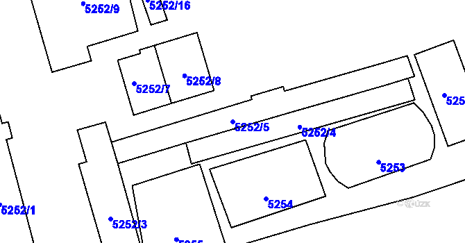 Parcela st. 5252/5 v KÚ Kladno, Katastrální mapa