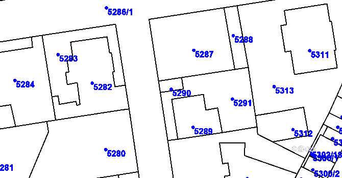 Parcela st. 5290 v KÚ Kladno, Katastrální mapa