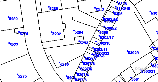 Parcela st. 5293 v KÚ Kladno, Katastrální mapa