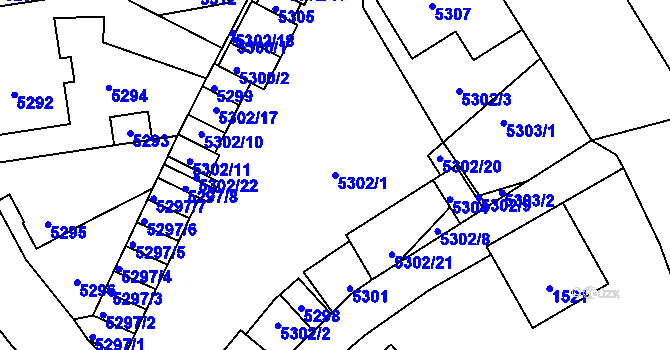 Parcela st. 5302/1 v KÚ Kladno, Katastrální mapa