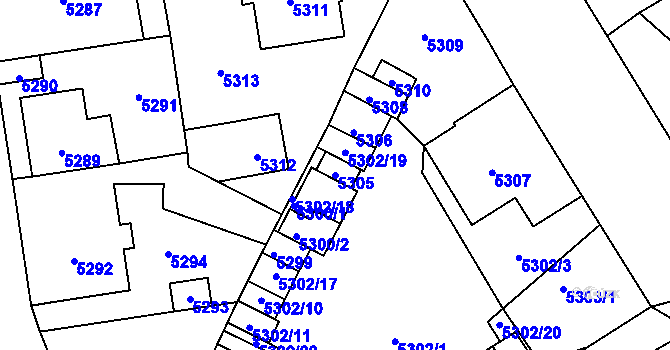 Parcela st. 5305 v KÚ Kladno, Katastrální mapa