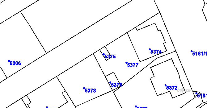 Parcela st. 5375 v KÚ Kladno, Katastrální mapa