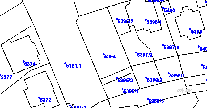 Parcela st. 5394 v KÚ Kladno, Katastrální mapa