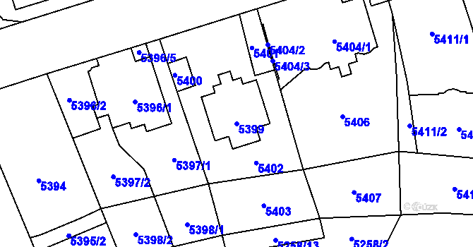 Parcela st. 5399 v KÚ Kladno, Katastrální mapa