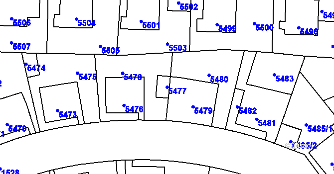 Parcela st. 5477 v KÚ Kladno, Katastrální mapa