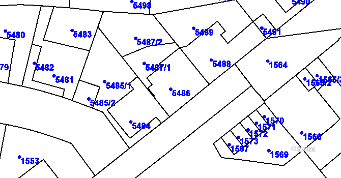 Parcela st. 5486 v KÚ Kladno, Katastrální mapa