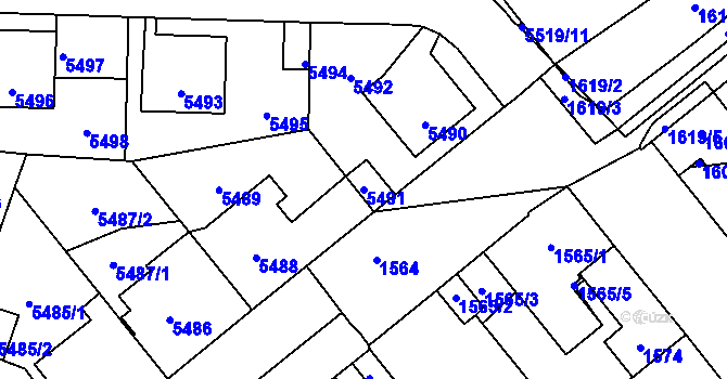 Parcela st. 5491 v KÚ Kladno, Katastrální mapa