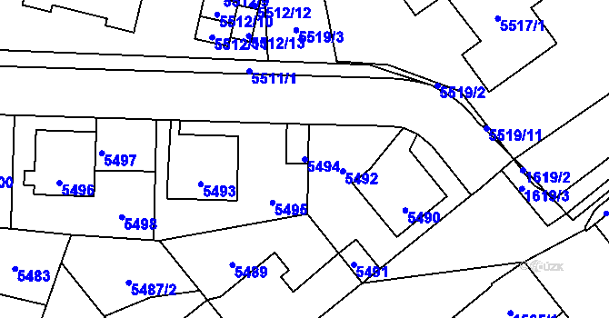 Parcela st. 5494 v KÚ Kladno, Katastrální mapa