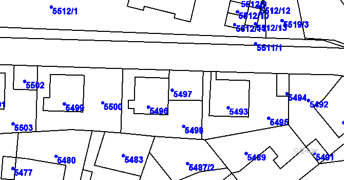 Parcela st. 5497 v KÚ Kladno, Katastrální mapa