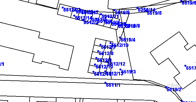 Parcela st. 5512/8 v KÚ Kladno, Katastrální mapa