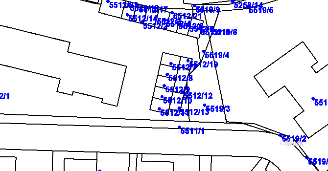 Parcela st. 5512/9 v KÚ Kladno, Katastrální mapa