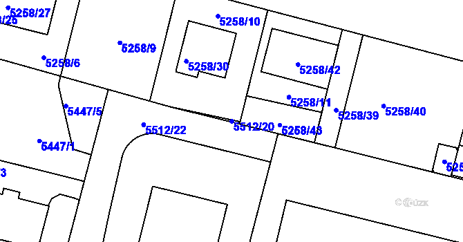 Parcela st. 5512/20 v KÚ Kladno, Katastrální mapa