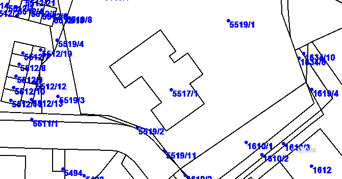 Parcela st. 5517/1 v KÚ Kladno, Katastrální mapa