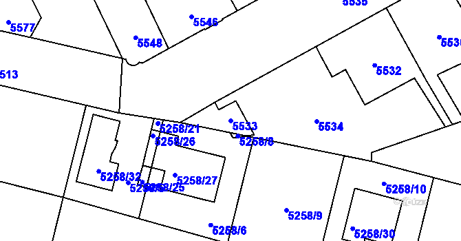 Parcela st. 5533 v KÚ Kladno, Katastrální mapa