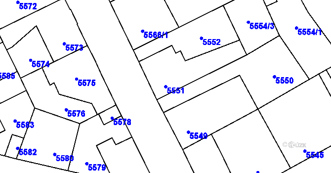 Parcela st. 5551 v KÚ Kladno, Katastrální mapa