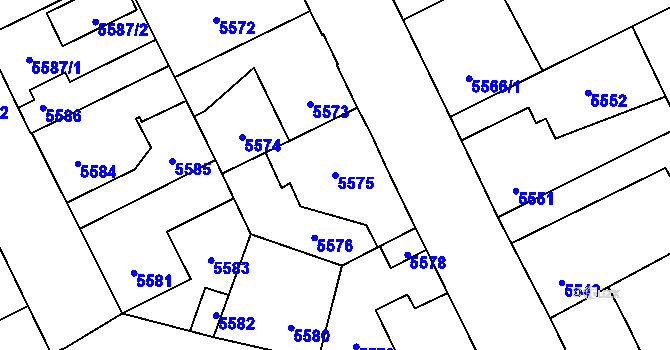 Parcela st. 5575 v KÚ Kladno, Katastrální mapa