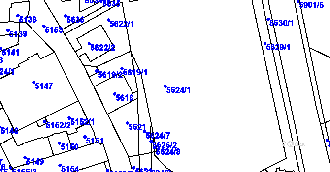 Parcela st. 5624/1 v KÚ Kladno, Katastrální mapa