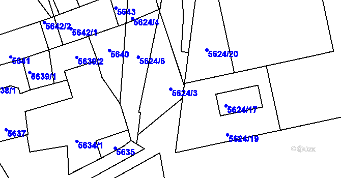 Parcela st. 5624/3 v KÚ Kladno, Katastrální mapa