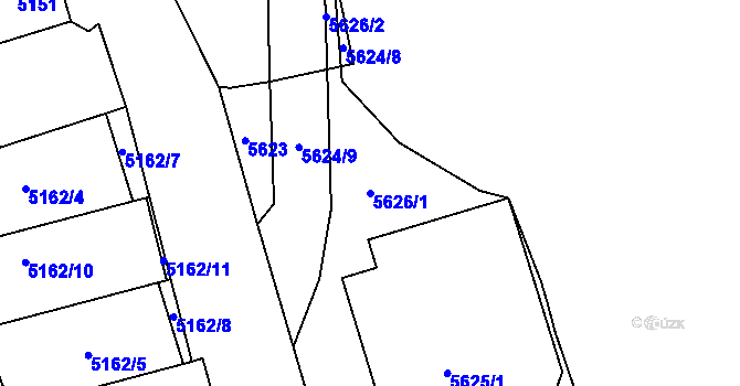 Parcela st. 5626/1 v KÚ Kladno, Katastrální mapa