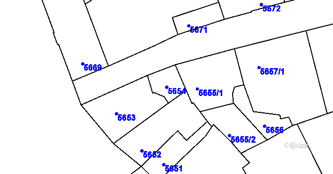 Parcela st. 5654 v KÚ Kladno, Katastrální mapa