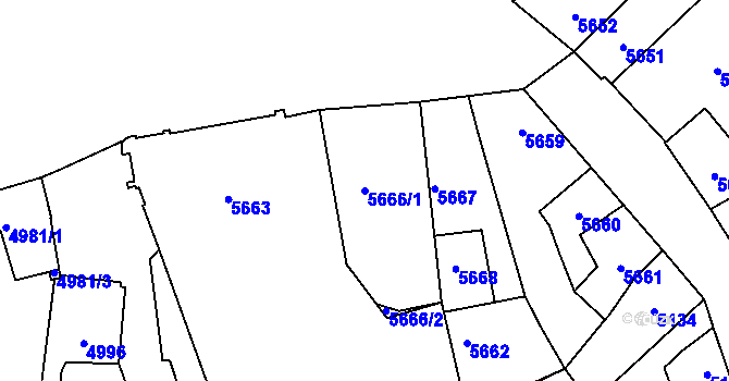 Parcela st. 5666/1 v KÚ Kladno, Katastrální mapa