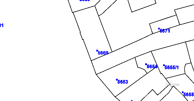 Parcela st. 5669 v KÚ Kladno, Katastrální mapa