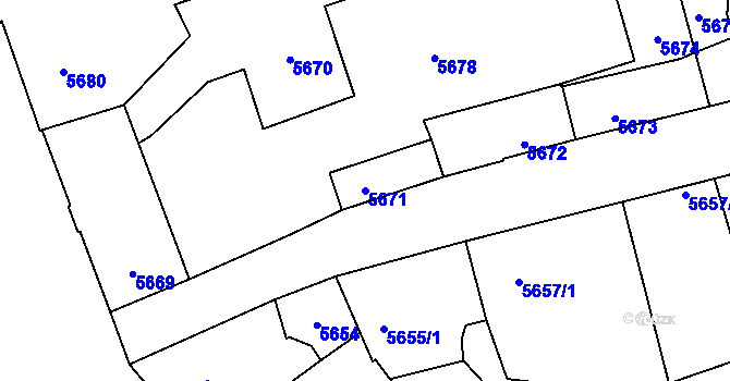 Parcela st. 5671 v KÚ Kladno, Katastrální mapa