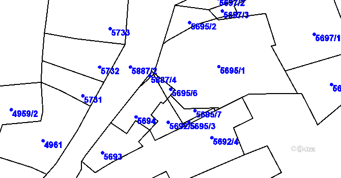 Parcela st. 5695/6 v KÚ Kladno, Katastrální mapa