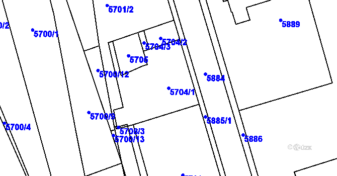 Parcela st. 5704/1 v KÚ Kladno, Katastrální mapa