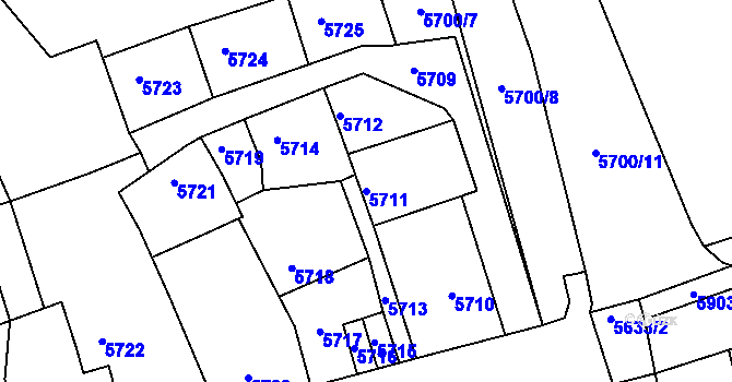 Parcela st. 5711 v KÚ Kladno, Katastrální mapa