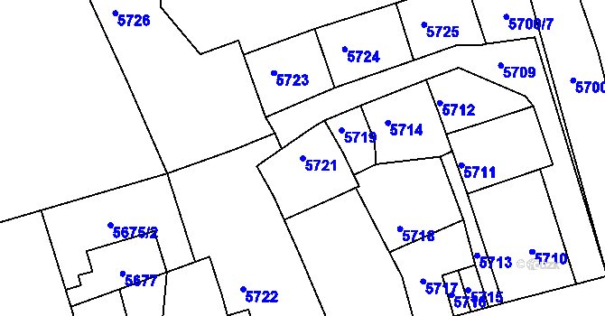 Parcela st. 5721 v KÚ Kladno, Katastrální mapa