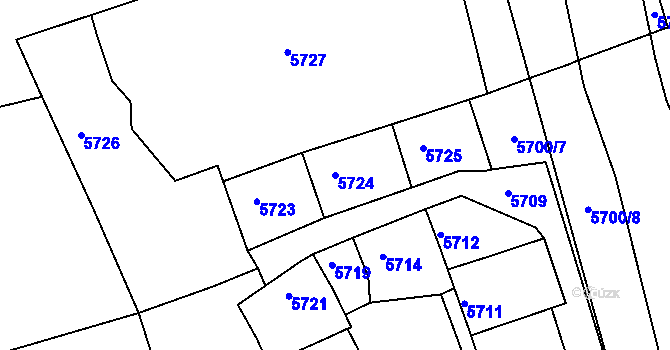Parcela st. 5724 v KÚ Kladno, Katastrální mapa