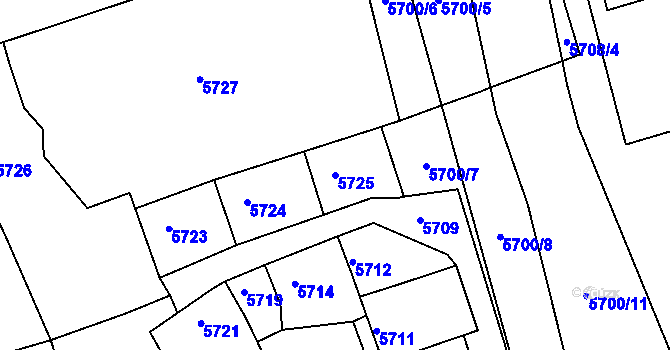 Parcela st. 5725 v KÚ Kladno, Katastrální mapa