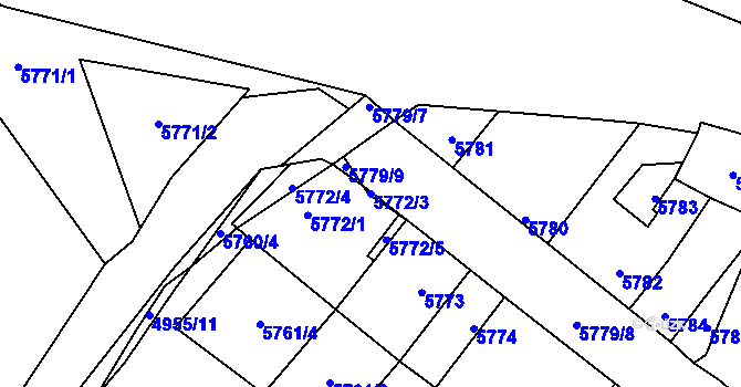 Parcela st. 5772/3 v KÚ Kladno, Katastrální mapa