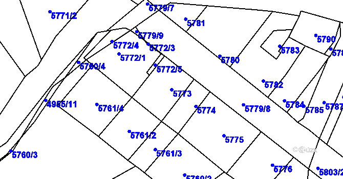 Parcela st. 5773 v KÚ Kladno, Katastrální mapa