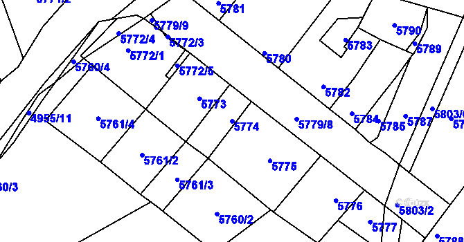 Parcela st. 5774 v KÚ Kladno, Katastrální mapa