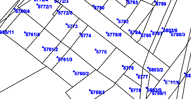 Parcela st. 5775 v KÚ Kladno, Katastrální mapa