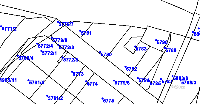 Parcela st. 5780 v KÚ Kladno, Katastrální mapa
