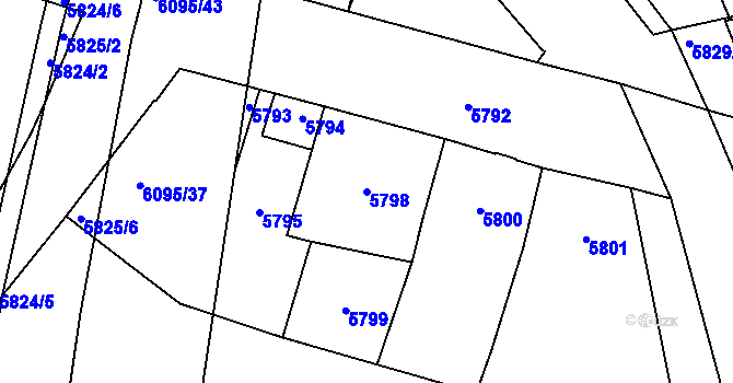 Parcela st. 5798 v KÚ Kladno, Katastrální mapa