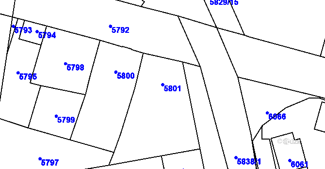 Parcela st. 5801 v KÚ Kladno, Katastrální mapa