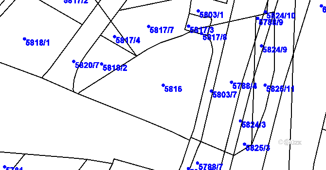 Parcela st. 5816 v KÚ Kladno, Katastrální mapa