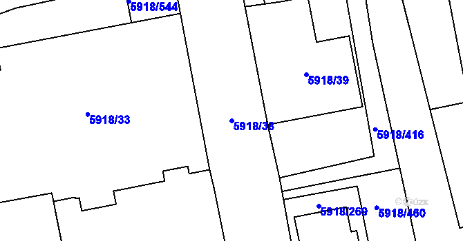 Parcela st. 5918/38 v KÚ Kladno, Katastrální mapa