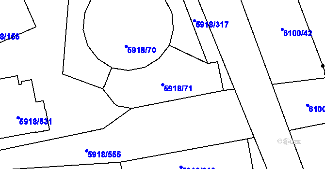 Parcela st. 5918/71 v KÚ Kladno, Katastrální mapa