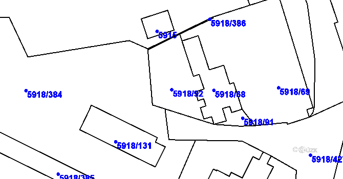Parcela st. 5918/92 v KÚ Kladno, Katastrální mapa