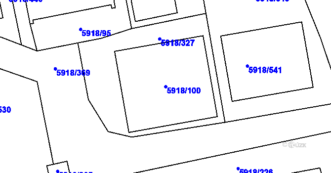Parcela st. 5918/100 v KÚ Kladno, Katastrální mapa