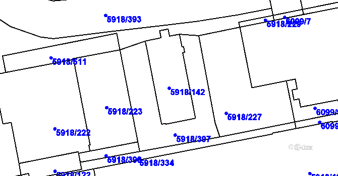 Parcela st. 5918/142 v KÚ Kladno, Katastrální mapa