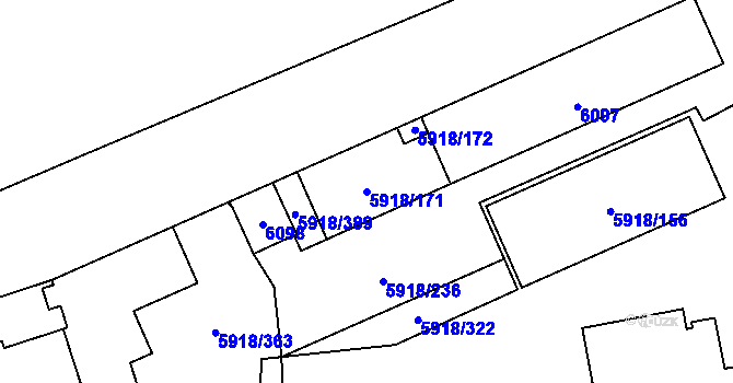 Parcela st. 5918/171 v KÚ Kladno, Katastrální mapa