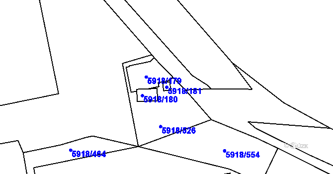 Parcela st. 5918/181 v KÚ Kladno, Katastrální mapa