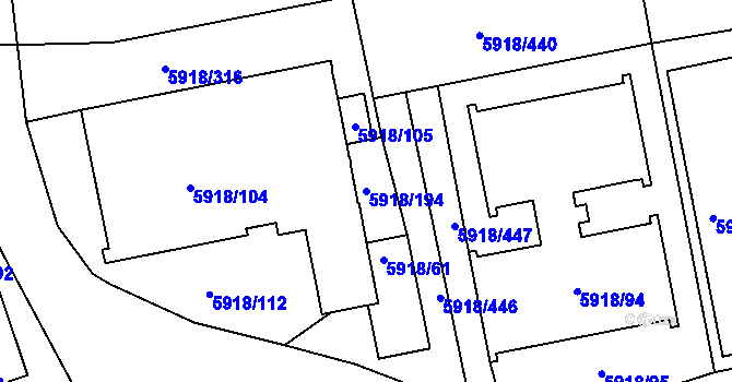 Parcela st. 5918/194 v KÚ Kladno, Katastrální mapa